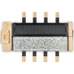 Raclette et pierre a cuire base rotative - H.Koenig - 8 personnes - Design bois