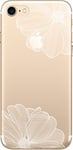 NOVAGO Compatible avec iPhone SE 2020,iPhone 7, iPhone 8 (4,7") Coque Transparente Gel Souple Solide Résistante Impression Fantaisie (Fleur Blanche)