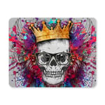 Hipster Skull Tattoo with Crown and Butterfly Rectangle Non-Slip Rubber Laptop Mousepad Mouse Pads/Mouse Mats Case Cover with Designs for Office Home Woman Man Employee Boss Work