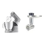 Kenwood Titanium Chef Baker XL, Kitchen Machine with K-Whisk, Stand Mixer with Kneading Hook, Whisk and 6,7L Bowl, KVL85.004SI Power 1400W, Silver & KAX950ME Food Mincer Attachment