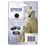 Genuine Epson 26, Polar Bear Black Original Ink Cartridge, T2601, C13T26014012