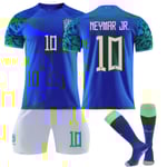 Qatar fotbolls-VM 2022 Brasilien Neymar Jr #10 Tröja Samba fotboll T-shirts för herr Set Barn Ungdomar Kids 24(130-140cm)