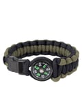 Rothco Paracord Armband m. Kompass (Olivgrön / Svart, 8" 20 cm) cm Olivgrön Svart