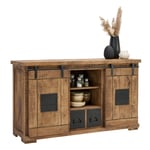 SIDEBOARD naturfärgad, svart 145/85/45 cm 
