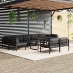 vidaXL loungesæt til haven 10 dele med hynder aluminium antracitgrå