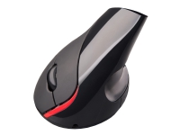 C-TECH VEM-07 - Vertikal mus - ergonomisk - optisk - 5 knappar - trådlös - 2.4 GHz - trådlös USB-mottagare - svart