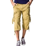Biddtle Men's Outdoors Cargo Shorts Casual Lightweight Multi-Pocket Cotton Twill Camo Cropped Pants Male,31