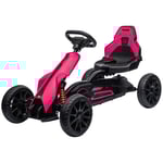 Gokart trampbil med handbroms, justerbart säte, växel framåt och bakåt, trampbil barnfordon Kettcar för barn 3-8 år rosa Aosom