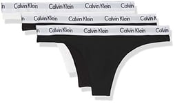 Calvin Klein - Women's Pack of 3 Thongs - Carousel - 90% Cotton 10% Elastane - Medium Rise Waist - Cotton Stretch Jersey - Black/White - S