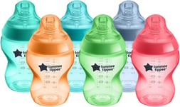 6x Tommee Tippee Fiesta Closer to Nature Baby Bottles Slow Flow 260ml Anti-Coli