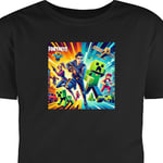 Barn-T-shirt | Bekväm T-shirt för Barn Fortnite vs Minecraft svart 7-8 År