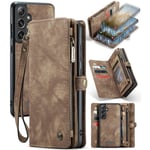 CaseMe Samsung Galaxy S24 Plus Rymligt plånboksfodral med många kortfack, Brun