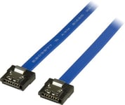 SATA3 kabel, extra tunn, med lås-clips, rak-rak, 10 cm - Blå/Svart