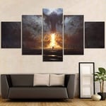 104Tdfc Game of Thrones GOT 5 Panel Canvas Wall Art Large Prints On Canvas -150X80Cm Modern Home Decoration Poster Modular Wall Mural Decor Print Picture Kids Room Decor-Framed