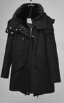 Zara Black Studio Wool Parka Coat With Inner Fur Gilet Size M-L RRP £189