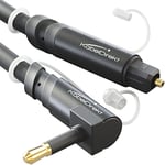 KabelDirekt – Cable optique Mini-TOSLINK angulé avec protection du signal – 0,5 m – (câble audio Mini-TOSLINK à TOSLINK, câble numérique S/PDIF / pour barres de son, systèmes stéréo, Hi-Fi)