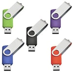 ARETOP Lot de 5 Clé USB 4Go Flash Drive 2.0 Mémoire Stick Stockage Pivotantes Porte Clef USB U Disque 5 Couleurs Mélangées (4Go)
