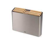 Joseph Joseph Folio Premium Chopping Board Set, Slimline Case for Organised Kitchen Storage, Large, Stainless Steel and Bamboo