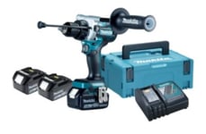 Makita Slagborrmaskin 18V - Dhp486rt3j, Inkl. Väska, 3 X 5.0Ah-Batterier Och Laddare