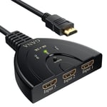 MONDODIGITALE-Multiprise Hdmi Switch 3 Entrée 1 Sortie Commutateur Hdmi 4K Avec Câble Haute Vitesse, Compatible Avec Tv, Roku, Fire Tv Stick, Xbox, Ps5, Ps4, Blu-Ray, Pc