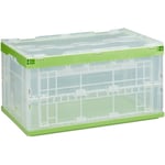 Relaxdays - Boîte pliable avec couvercle, caisse, rangement, plastique, coffre 60 litres, HxLxP :31,5x59,5x39,5 cm, vert