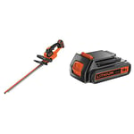 BLACK+DECKER GTC18452PC-GB 18V 45cm Anti-jam Hedge Trimmer, 18 V, Orange & BL2018-XJ 2 Ah Lithium Ion Battery, 18 V