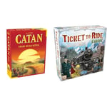 Catan Studios| Catan | Board Game | Ages 10+ | 3-4 Players | 60 Minutes Playing Time & Days of Wonder | Ticket to Ride Europe Board Game | Ages 8+ | For 2 to 5 players | Average Playtime 30-60 Min