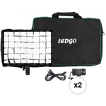 Ledgo LG-E2686 Bi-Color LED Large Pad 2-Light Kit med Eggcrate Grid och Bag