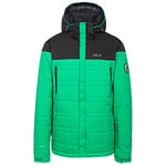 Trespass Hayes, Clover, XXS, Waterproof Ski Jacket with Removable Hood, Underarm Ventilation Zips, Audio Channel, Goggle Pocket, Removable Snow Catcher & Ski Pass Sleeve Pocket for Men, Green, XX-Small / 2X-Small / 2XS
