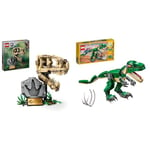 LEGO Jurassic World Dinosaur Fossils: T. rex Skull Toy for 9 Plus Year Old Boys, Girls & Kids & 31058 Creator Mighty Dinosaurs Toy, 3 in 1 Model, T. rex