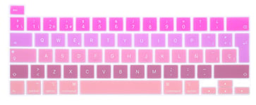 MMDW Spanish Language ESP Silicone Keyboard Cover Skin for MacBook Pro 16 2019 A2141 for MacBook New Pro 13.3 inch A2338 M1/A2251/A2289 with Touch Bar & Touch ID European Version(Ombre rose)
