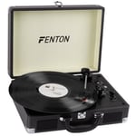 Fenton RP115 retro skivspelare svart/grå, Skivspelare i resväska med läderfinish