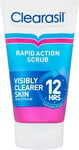 Clearasil Rapid Action Exfoliating Scrub, for Acne Prone Skin, Unclog Pores, Red