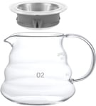 600ml/22 Fl Oz Glass Coffee Pot Tea Kettle with Airtight Lid Handled Coffee Server Carafe Clear Espresso Jug Teapot Decanter Utensil Glass Coffee Pot Maker V60 Japness Pot for Hot & Cold Drink