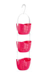 Premier Housewares 1601487 3-Tier Hot Pink Hanging Organiser Small Storage Baskets Shower Caddy for Bathroom as Shelf 14 cm x 21 cm x 16.5 cm
