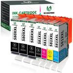 Economink 580 581XXL Ink Cartridge Compatible for Canon PG580XXL CL581XXL 580 581 XXL for Pixma TS9155 TS8150 TS8350 TS9150 TS8250 TS8151 TS8152 TS8251 TS8252 Printers (7-Pack)