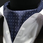 Premium Navy Sky Blue Mini Polka Dot Mens Silk Cravat Scarf Ascot Tie A55