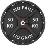VOSAREA Modern Wall Clock 50kg Barbell No Pain No Gain Clock Weight Lifting Dumbbell Bodybuilding Wall Watch for Home Gym
