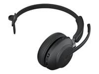 Jabra Evolve2 65 MS Mono - Micro-casque - sur-oreille - convertible - Bluetooth - sans fil - USB-C - isolation acoustique - noir - Certifié pour Microsoft Teams