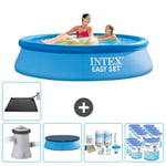 Intex Pyöreä puhallettava Easy Set uima-allas - 244 x 61 cm - Sininen - Sisältää pumpun Peite - Huoltopaketti - Suodattimet - Solar Mat Tarvikkeet Mu