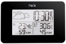BANNAB Horloge météo multifonctionnelle Alarme électronique température intérieure extérieure humidité Calendrier perpétuel Snooze prévisions météo Horloge Horloge Murale