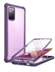 i-Blason Ares Series Designed for Samsung Galaxy S20 FE 5G Case (2020 Release), Dual Layer Rugged Clear Bumper Case with Built-in Screen Protector (Purple) - 6.5 inches
