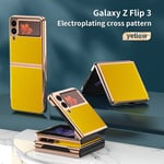 samsung Samsung Galaxy Z Flip3 5G Electroplating Cross (Yellow) Hard PC Case Yellow