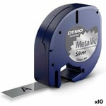 Lamineret tape til mærkningsmaskiner Dymo 91208 LetraTag® Sort Sølv 12 mm (10 enheder)