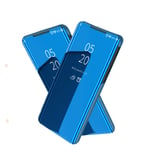 NOKOER Case for Oppo Reno 3/Find X2 Lite, Mirror Flip Vertical Bracket Holster Phone Case[Ultra-thin] [Slim Fit] [Translucent Mirror] [Slip-Resistant] - Blue