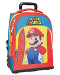 Super Mario - Sac à dos scolaire à roulettes officiel Super Mario, poignée réglable, chariot amovible, bretelles rembourrées et réglables, compartiment principal, poche avant, fermetures à glissière,