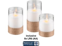 3-Pack Led-Ljus Av Äkta Vax I Ett Glas, Vit, Lindad Med Hampa, Inkl. 8X Aa (Lr6)