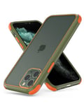 MobNano Coque Compatible avec iPhone 11 360 degrés Antichoc Pro Anti-Rayures Transparente PC/TPU Silicone Etui pour iPhone 11 - Vert Armée/Orange
