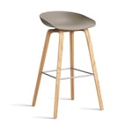 HAY About a Stool 32 High barstol lackerat ekstativ 2.0 Khaki-rostfritt stålstöd