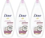 3 x 250ml Dove 0% Sulfate SLES Coconut Milk & Jasmine Petals Body Wash